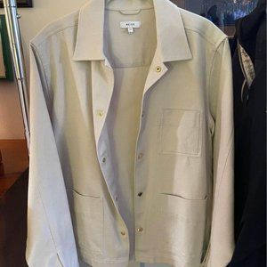 Reiss NICO COTTON PRESS STUD OVERSHIRT Stone Medium